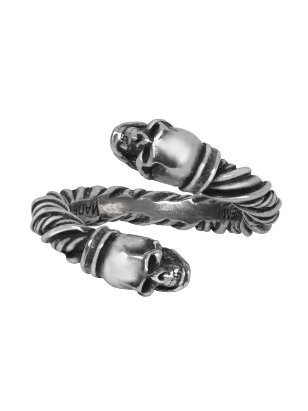 Alchemy Gothic Battle Ring Men's 2 Adjustable Sizes Torque Twist Skulls NWT